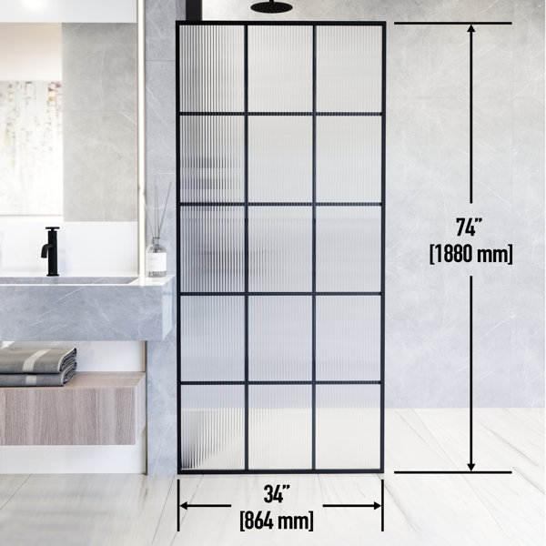 VIGO Fixed Frame Shower Screen With Fluted Glass & Reviews Wayfair